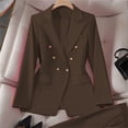 thumbnail image 7 of Womens Blouses Dressy Casual Womens Casual Blazer Open Front Long Sleeve Turndown Collar Solid Button Work Office Blazer Tops Coffee L, 7 of 7