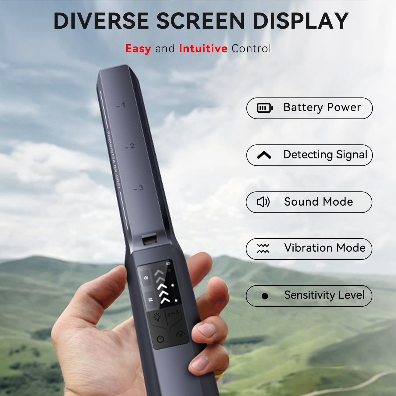 Rechargeable Metal Detector Pinpointer – 360° Detection, IP68 Waterproof, 4 Feedback Modes & LCD Screen for Treasure Hunting