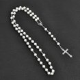 thumbnail image 3 of Catholic Imitation Pearl Beads Rosary Necklace Medal Cross Pendant Religious, 3 of 3