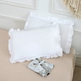thumbnail image 1 of MoonxHome Fundas de almohada con volantes, paquete de 2 fundas de almohada con bordes con volantes, 100% microfibra cepillada, tamaño estándar, fundas de almohada con cierre de sobre (20 x 26 pulgadas, 1 of 5