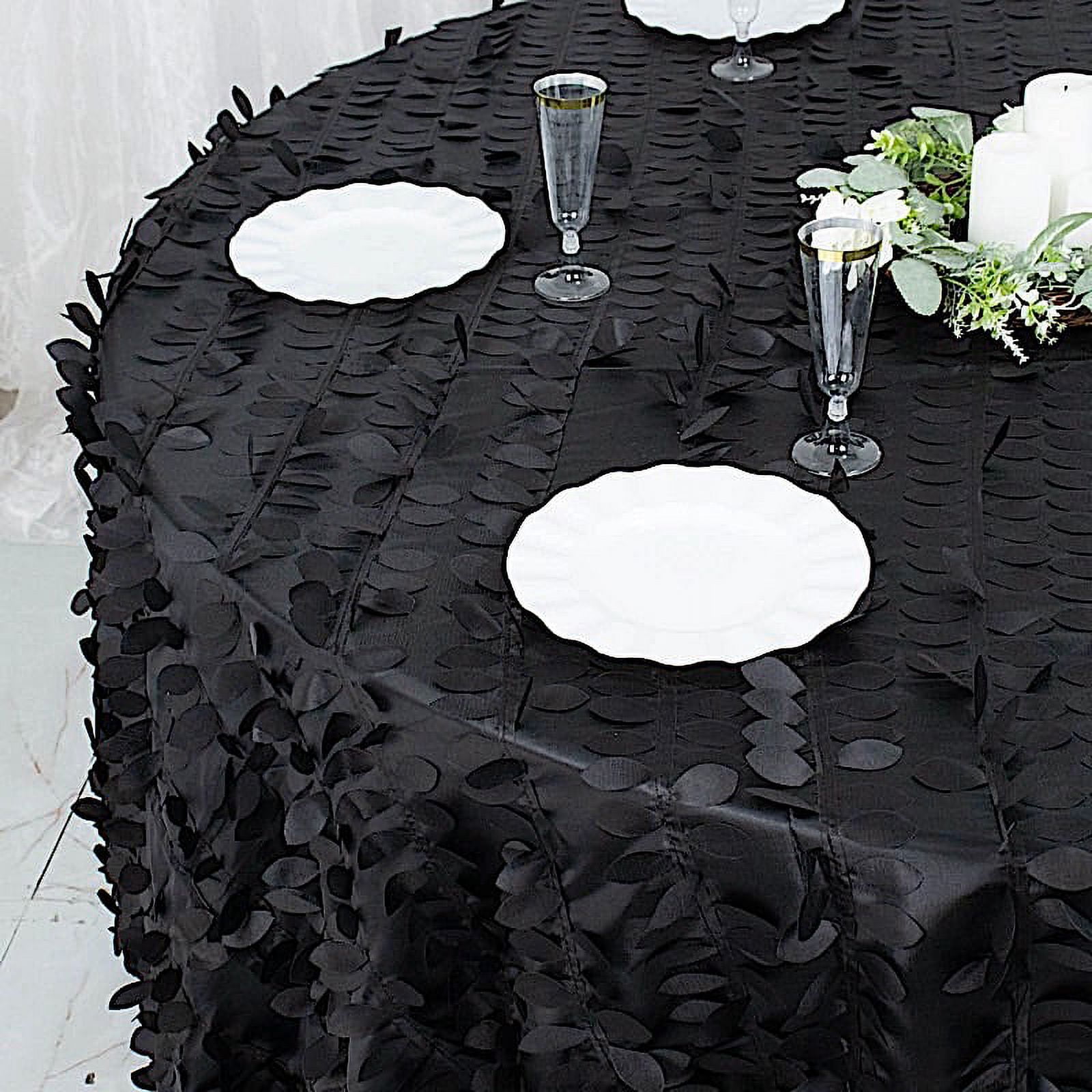 BalsaCircle 132 Black Leaf Petals Taffeta Round Tablecloth Reception  Catering Decorations 
