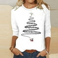 thumbnail image 2 of KIHOUT Womens Tops Long Sleeve Juniors Fashion Christmas Printing Loose T-shirt 3/4 Sleeves Blouse Round Neck Casual Tops, 2 of 4