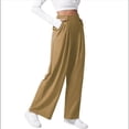 thumbnail image 2 of Pantalones de Traje Anchos para Mujer, Holgados, de Cintura Alta Elástica, Informales, Largos, Color Cúrcuma, Talla XL, 2 of 7