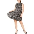 thumbnail image 2 of City Studio Vestido con volantes y línea A con superposición de encaje para mujer, negro, 18 W City Studio Línea A, volante, 2 of 2