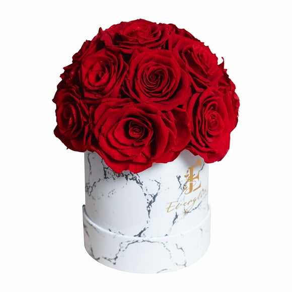 Everglim Red Preserved Rose Bouquet with 14-Pc. Flower Bouquet, Decorative Home Decor with Real, Luxury Eternal Roses for Anniversary, Valentine’s Day, Mother’s Day, or Mom, Wife Gift