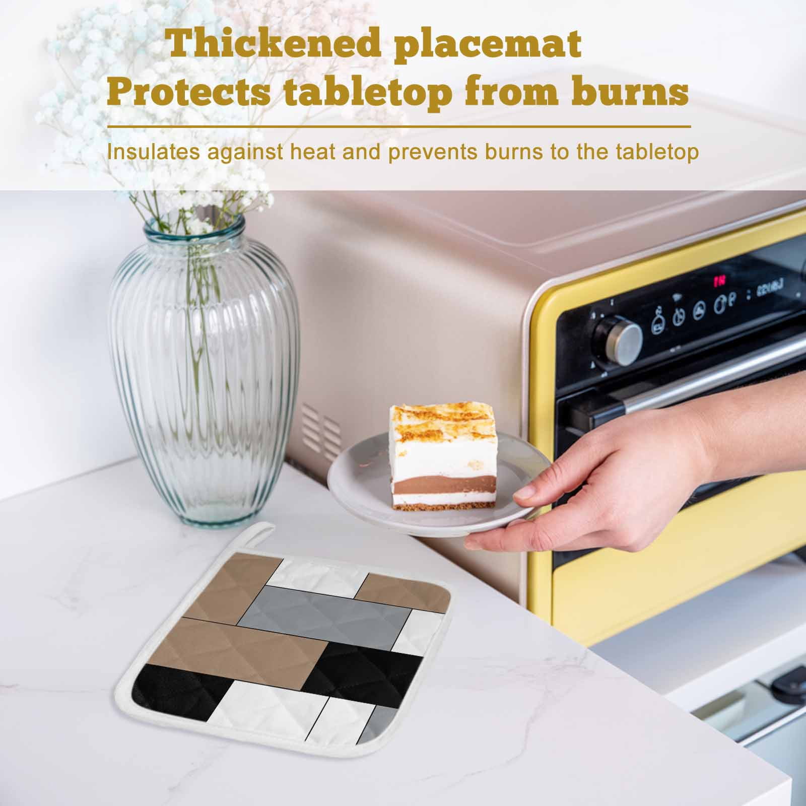 Brown Grey Pot Holders for Kitchen Heatproof Potholder, 5 Pack Modern Brown Geometric Hot Pads Multipurpose Oven Pads Cloth Potholders Trivet for Cooking Baking