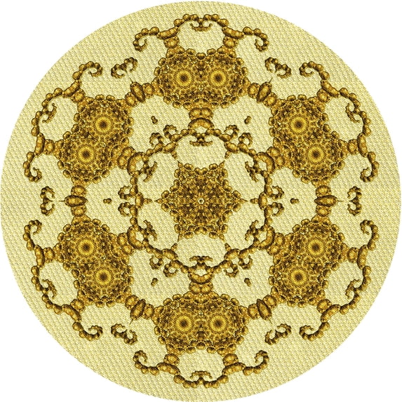 Ahgly Company Indoor Round Patterned Dark Golden Rod Brown Area Rugs, 5' Round