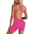 thumbnail image 2 of HOWPAY One Piece Jumpsuits for Women Sleeveless Hollow out Backless Bodysuit Tummy Control Athletic Workout Yoga Scrunch Bodycon Romper Hot Pink L, 2 of 4
