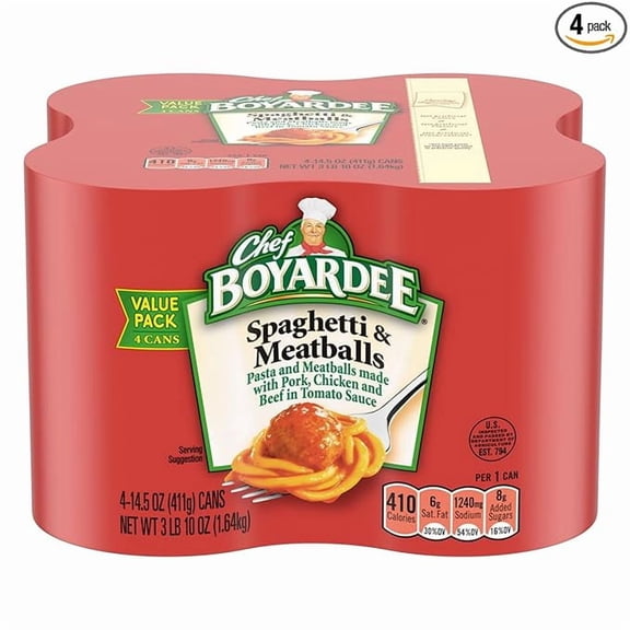 1 x Chef Boyardee Spaghetti and Meatballs, 14.5 Oz Cans, Pack of 4