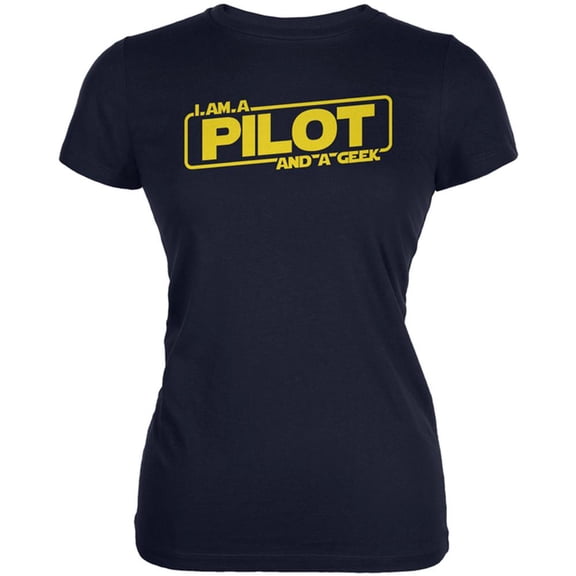 A Pilot and a Geek Juniors Soft T Shirt Navy X-LG