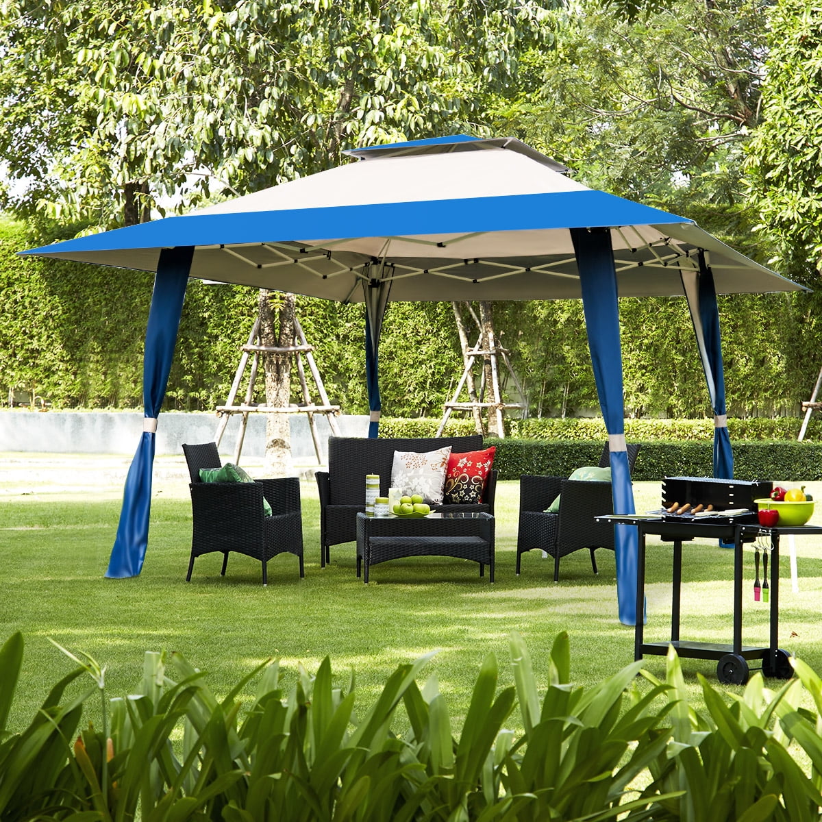 Costway 13'x13' Folding Gazebo Canopy Shelter Awning Tent Patio Garden