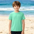 thumbnail image 3 of Ticikt Kids Short Sleeve Rash Guard, UPF 50+ Swim Shirt Sun Protection Beach Top for Boys,Mint Green, 3 of 4