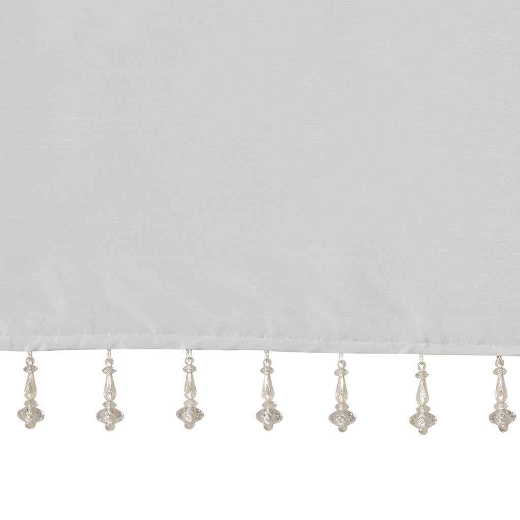 Lightweight Faux Silk Valance With Beads Silver 50x26"