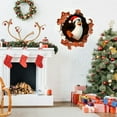 thumbnail image 3 of Christmas 3D Wall Stickers, Cartoon Cute Snowman Penguin Santa Breaking Through Wall Design, Removable Window Clings, Holiday Party Home Decorations -1Pcs, 3 of 5