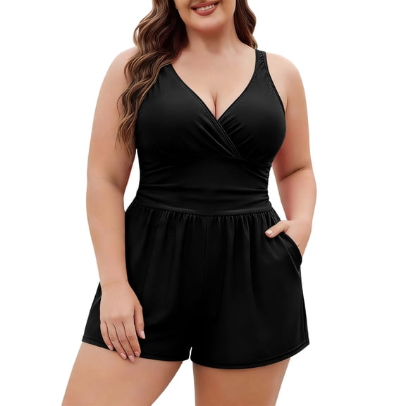 asdoklhq Comfy Bathing Suit Tankini Plain Swimsuits Oversized Women's Plus Size Tankini Bathing Suits Ruffle Swim Dress Two Piece Swimsuits 2026 Black 2X