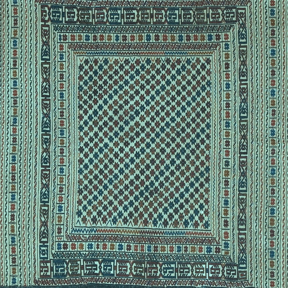 Ahgly Company Indoor Square Southwestern Light Blue Country Area Rugs, 4' Square