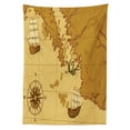 thumbnail image 3 of Ambesonne Sea Tablecloth Rectangular Table Cover, Old Map with Ship Compass, 60"x90", Pale Brown Yellow, 3 of 4