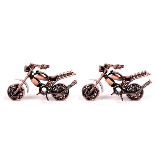 Guardoinrt Metal Realistic Motorcycle Model - Detailed For Any Display Or Collection Collectible Authentic Design Iron antique bronze 14cm*6cm*7cm 2Set