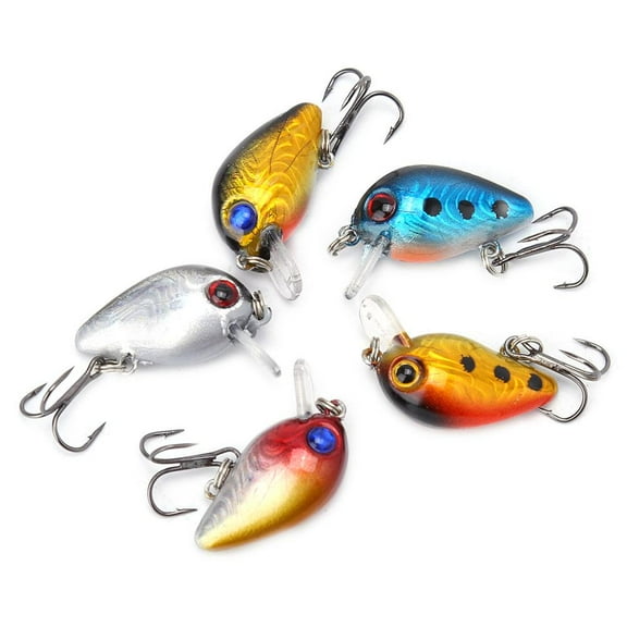 5pcs 3cm 3D Holographic Eyes Mini Fishing Lures Floating Micro Bass Bait Crankbait Treble Hook, Minnow Lure, Floating Micro Bait