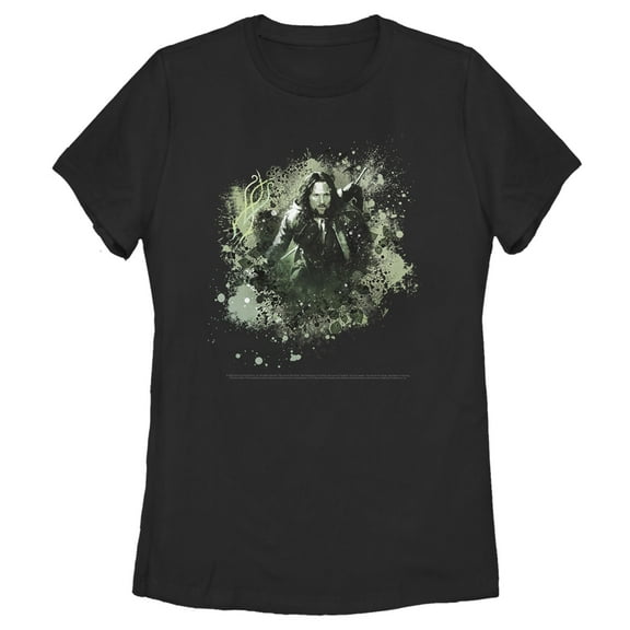 Women's The Lord of the Rings Fellowship of the Ring Aragorn Paint Splatter Graphic Tee Black Small