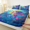 thumbnail image 4 of Feelyou Mermaid Princess Teens Twin Sheet Sets, Kawaii Ocean Dolphin Twin Fitted Sheet, Dreamy Marine Fairy Tale Flat Sheet, Super Cozy Room Decor, 3 Pieces, 4 of 8