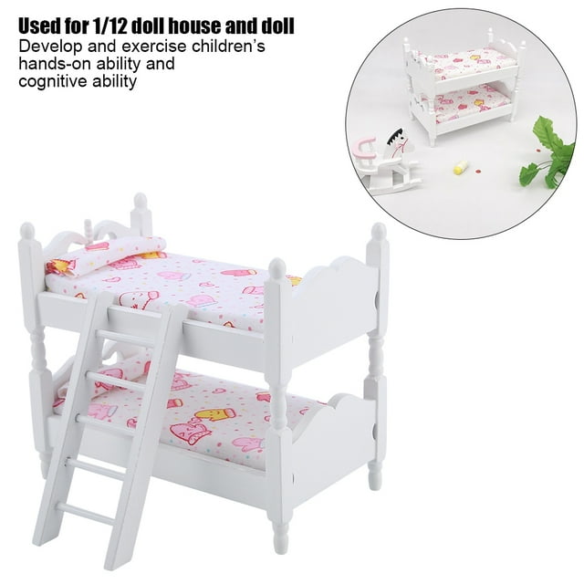 Casa de muñecas BuyWeek 1:12 mini cama para muñecas litera