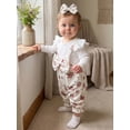 thumbnail image 6 of Loicainy Infant Baby Girls Fall Romper Outfits 3 6 9 12 Months Rose Print Long Sleeve Jumpsuit and Headband Set, 6 of 9