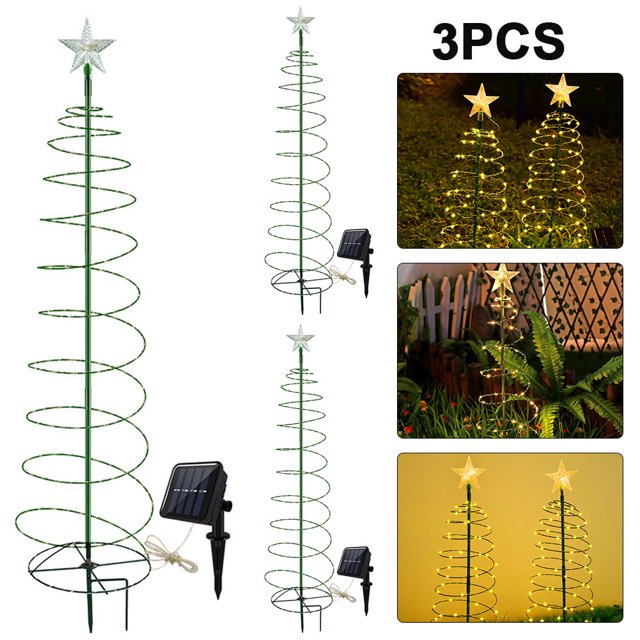 Lámpara Solar para Navidad 3 Uds. 1200MAH Arte Del Hierro Paisaje Jardín (luz Cálida)