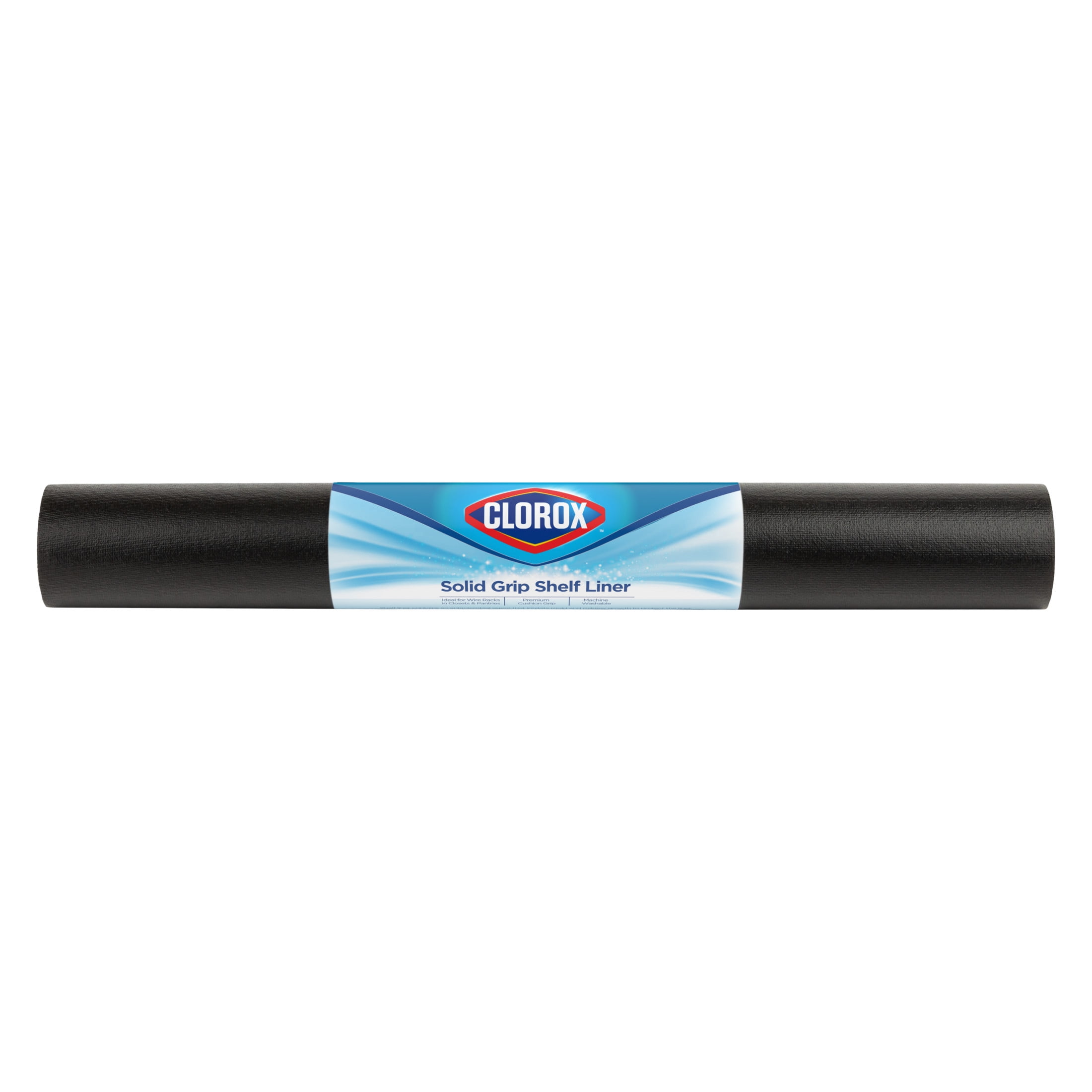 (2 pack) Solid Grip Shelf Liner with Clorox, Black, 20 in. x 6 ft. Roll