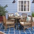 thumbnail image 2 of GDF Studio Valence Outdoor Acacia Wood 5 Piece Dining Set with Cushion, Gray and Cream, 2 of 13