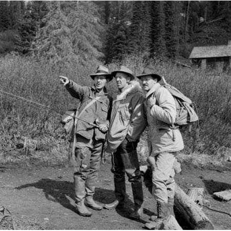 Three men on fishing trip Canvas Art - (24 x 36)