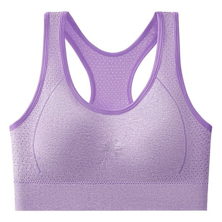 Gnurob on Sale Sports Bra for Women Padded Medium Support Bralette Criss Cross Strappy Bras Seamless High Impact Yoga Exercise Athletic Bralettes Clearance Purple One Size