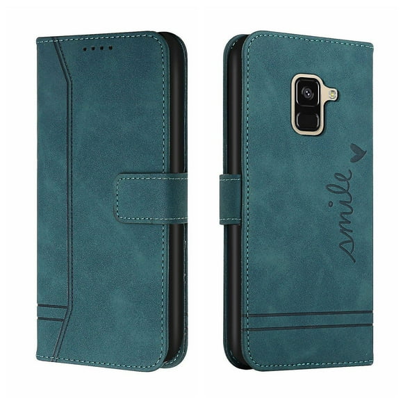 Funda con tapa estilo vintage para Samsung A8 Plus, con ranura para varias tarjetas, protección total, estilo retro, material PU+TPU