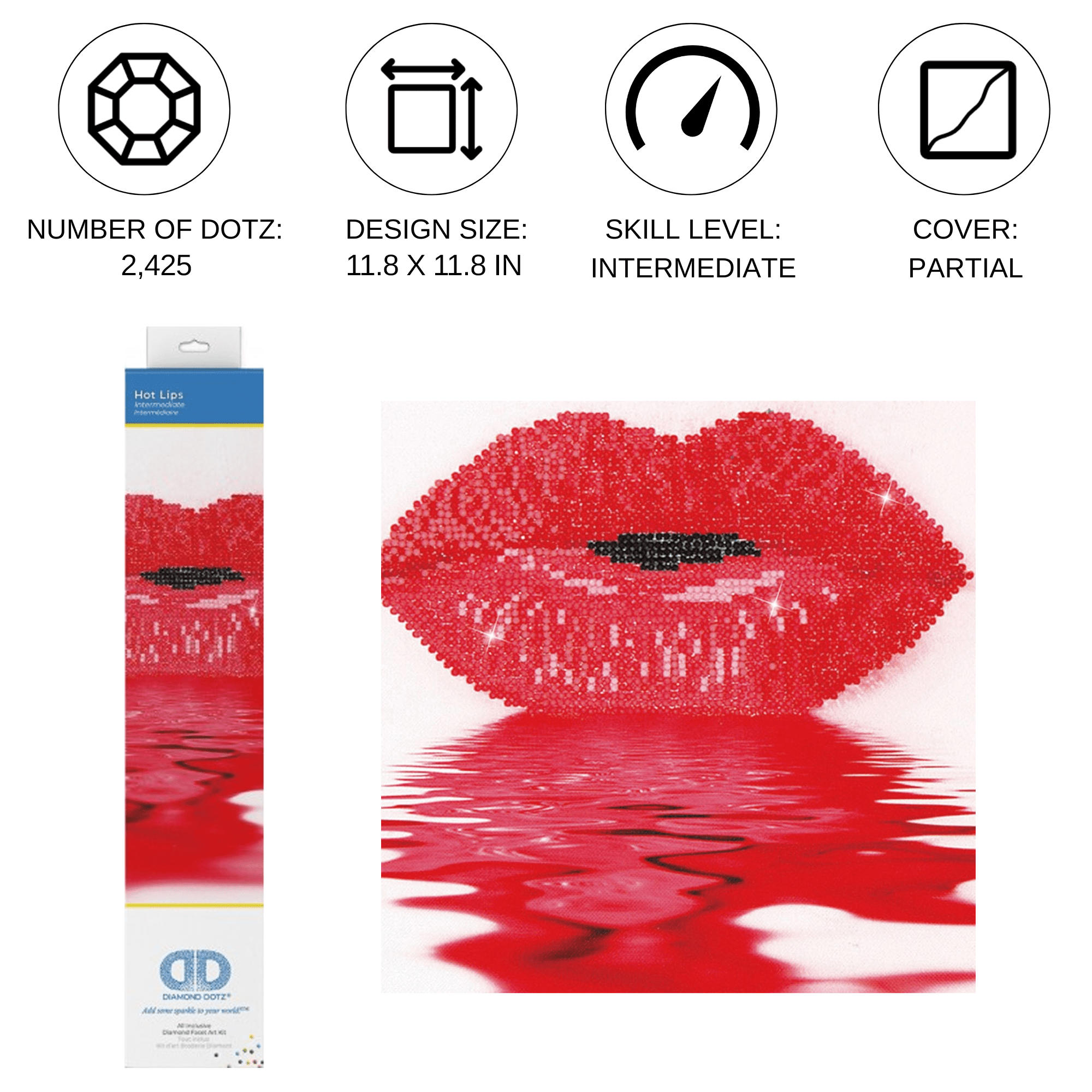 Diamond Dotz Hot Lips Diamond Painting Kits for Adults - Diamond Art Kits a Relaxing Creative Craft Kit with Dotz Gems 11.8"x11.8"