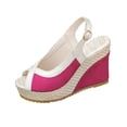 thumbnail image 2 of Hurxie Womens Wedge Sandals Peep Toe Espadrilles Platform Ankle Strap Slingback Comfort Summer Dressy Shoes Hot Pink 38, 2 of 7