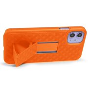 Case for iPhone 11, Nakedcellphone [Bright Orange] Slim Ribbed Hard Shell Cover [with Kickstand] for Apple iPhone 11 (2019, 6.1 Model)