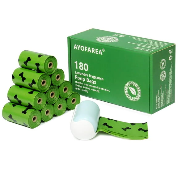 Lavender Scented Dog Poop Bags 180 Count with Dispenser