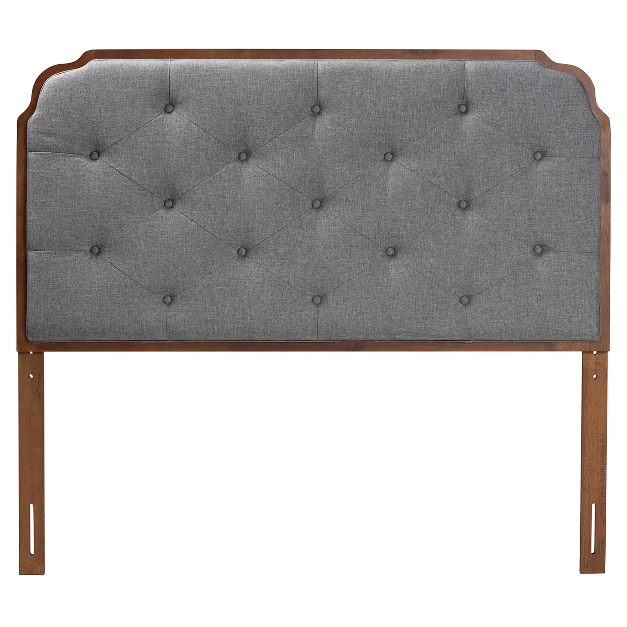 Baxton Studio Shanti Classic and Traditional Grey Fabric and Walnut Brown Finished Wood King Size Headboard