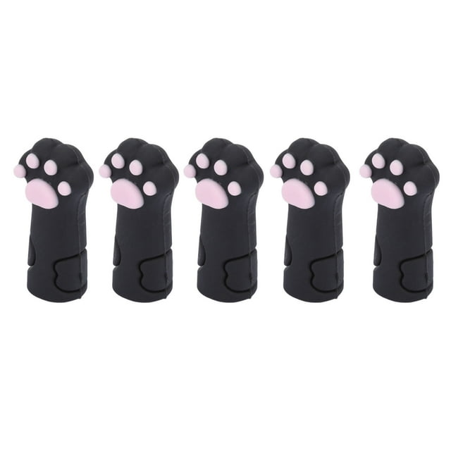 Protège-Ciseaux, Protection des Mains 5 Pcs Protecteur en Silicone pour Outils de Manucure en Forme de Patte de Chat Noir