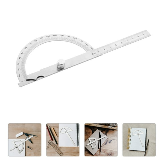 LABSERRON 1Set Stainless Steel Semicircle Angle Protractor for Woodworking Construction Tool 8.45X2.55X0.39in