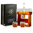 thumbnail image 2 of NutriChef Home Bar Glass Barrel Whiskey Carafe Alcohol Decanter Set (2 Pack), 2 of 9
