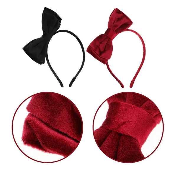 Raindrops 2Pcs DoubleLayer Bow Headbands For Women Velvet Hair Accessories Assorted Color
