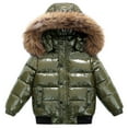 thumbnail image 2 of Otqutp Kids Metallic Puffer Jacket Windproof Freezer Suits Fleece Hooded Thick Padded Parka Down Coat Winter Warm Cozy Snowsuit, 2 of 4
