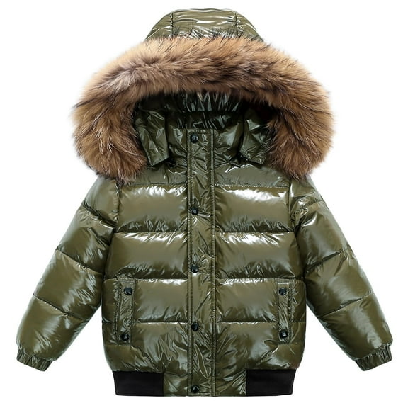XQYLOS Kids Down Jacket Winter Warm Thickened Puffer Coat with Large Collar, Lightweight Insulated Outerwear for Girls and Boys Small Medium Cold Weather