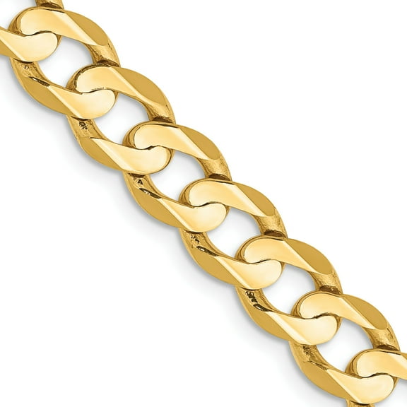 14K Gold 6.75mm Open Concave Curb Chain 18"