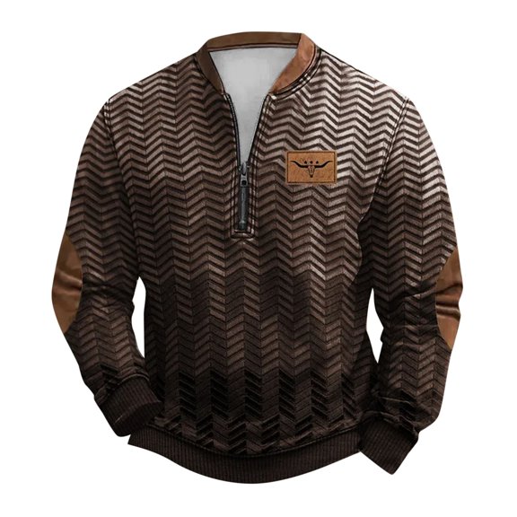 Curuila Mens Sweatshirt Half Zip Long Sleeve Graphic Print Crew Neck Pullover Sweatshirts Loose Fit Comfortable Pullover Tops Size L