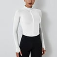 thumbnail image 2 of Mikilon Women's Zipper Slim Yoga Tops Solid Color Long Sleeve Sports Tops, 2 of 4