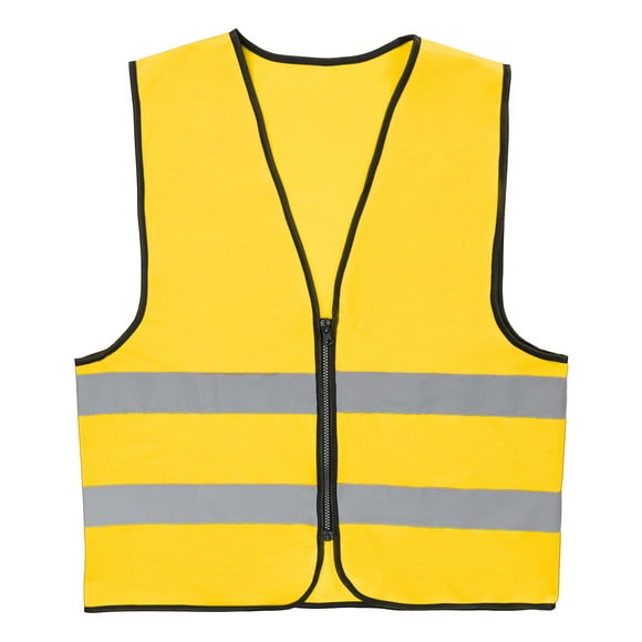 Uxcell High Visibility Reflective Safety Vest, Class 2 Construction Work Vest Smooth Zipper Front for Construction Safety Use Gold
