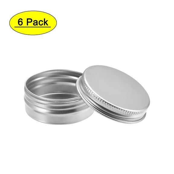 Uxcell 1/2oz 15ml Screw Top Lid Round Cans Tin Containers Aluminum Silver Tone 6 Pack