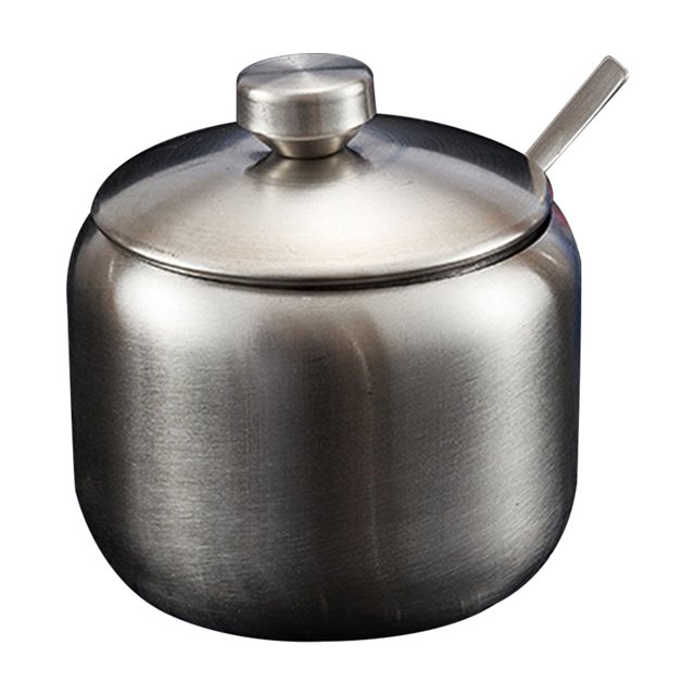 Pebbuoy Pot à Épices en Acier Inoxydable Récipient à Condiments Résistant à l'Humidité Pot de Rangement pour Sauce avec Cuillère pour Cuisine Maison
